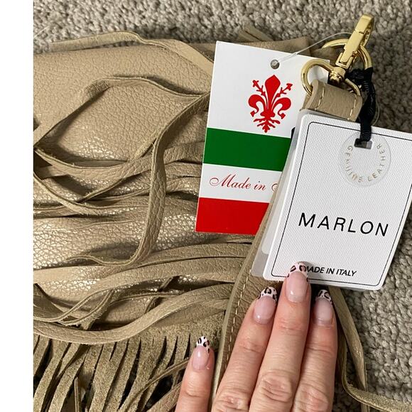 New Marlon Western Fringe Bum Bag, Tan Made in Italy - Picture 5 of 5